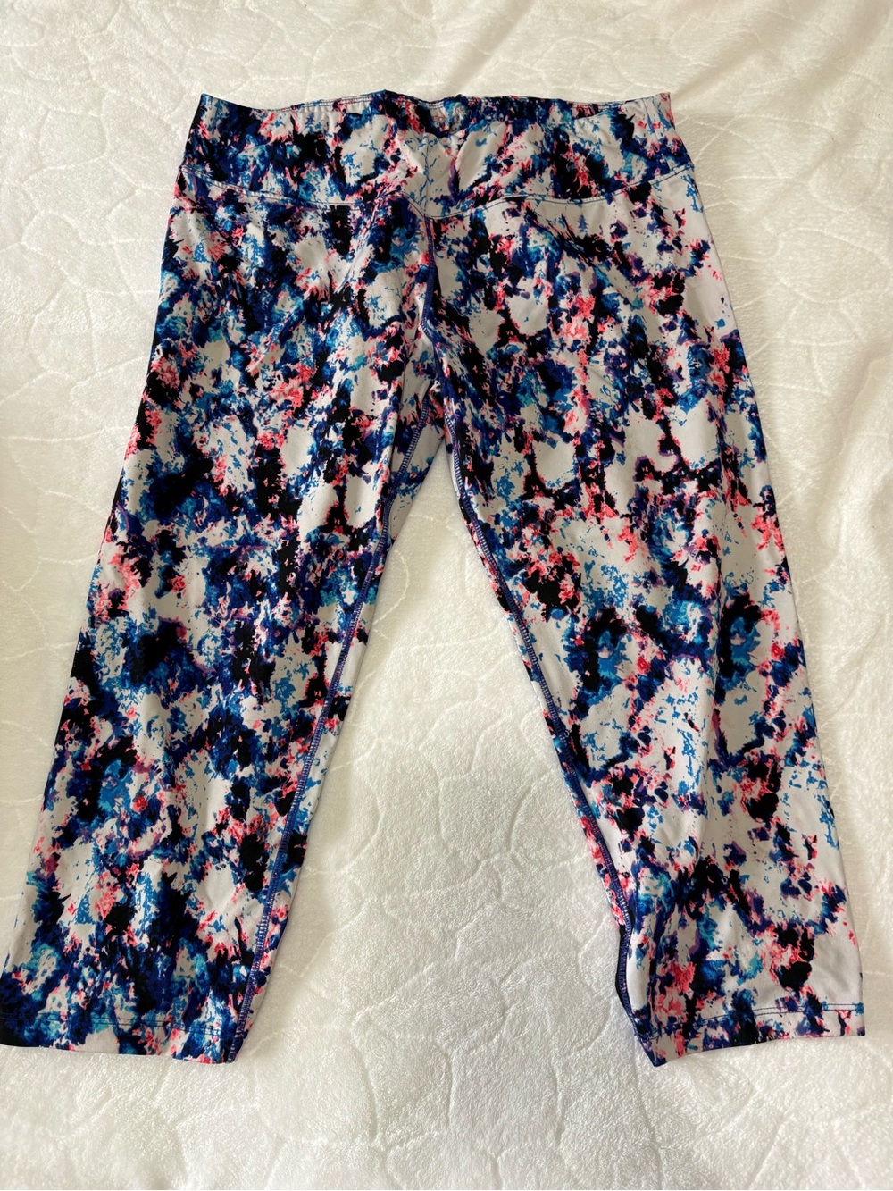 Calvin Klein Girls' Navy, Pink & White Splash Print Capri Leggings